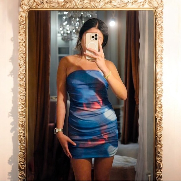 Princess Polly Blue Ruched Strapless Bodycon Dress - Picture 1 of 2